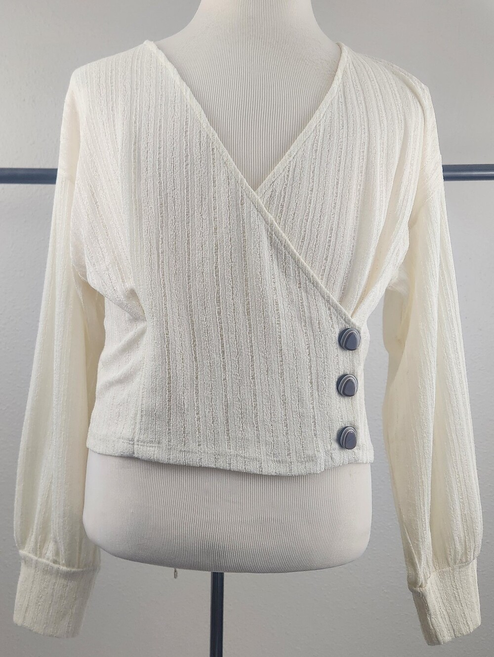 Zara Cream Textured Knit Top